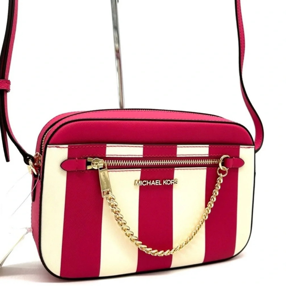 Michael Kors Large EW Zip Chain Xbody Crossbody Bag Electric Pink Multi